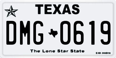 TX license plate DMG0619