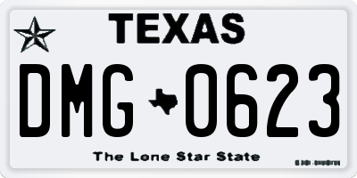 TX license plate DMG0623