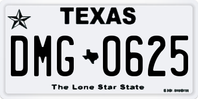 TX license plate DMG0625