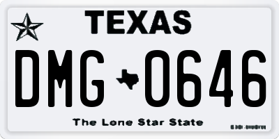 TX license plate DMG0646