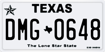 TX license plate DMG0648