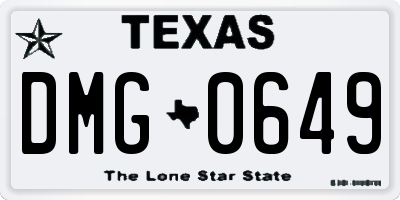 TX license plate DMG0649