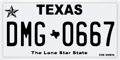 TX license plate DMG0667