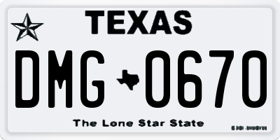 TX license plate DMG0670