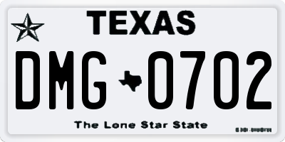 TX license plate DMG0702