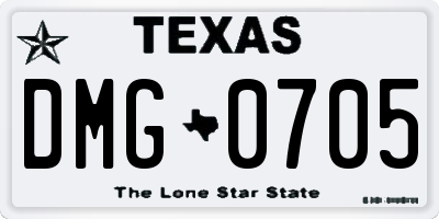 TX license plate DMG0705
