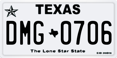TX license plate DMG0706