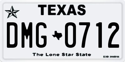 TX license plate DMG0712
