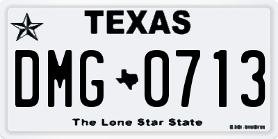 TX license plate DMG0713