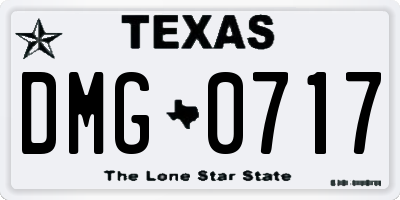 TX license plate DMG0717