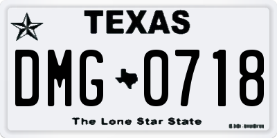 TX license plate DMG0718