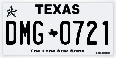 TX license plate DMG0721