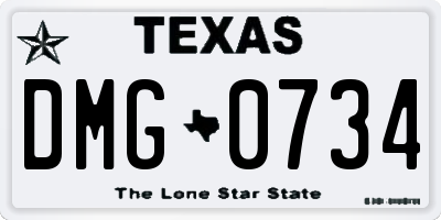 TX license plate DMG0734
