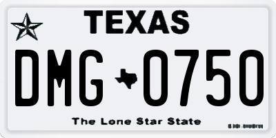 TX license plate DMG0750