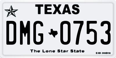 TX license plate DMG0753