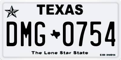 TX license plate DMG0754
