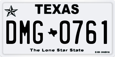 TX license plate DMG0761