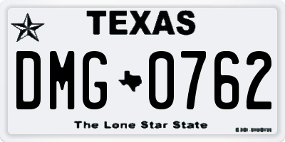 TX license plate DMG0762