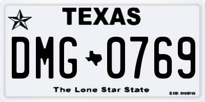 TX license plate DMG0769