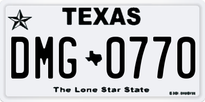 TX license plate DMG0770