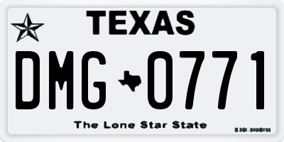 TX license plate DMG0771