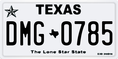 TX license plate DMG0785