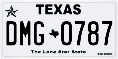 TX license plate DMG0787