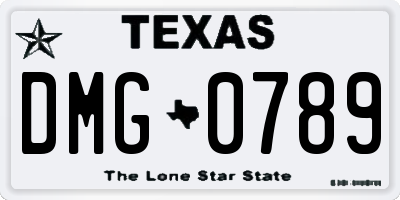 TX license plate DMG0789