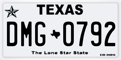 TX license plate DMG0792