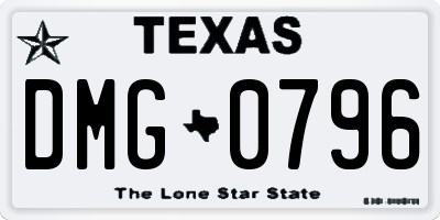 TX license plate DMG0796