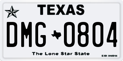 TX license plate DMG0804