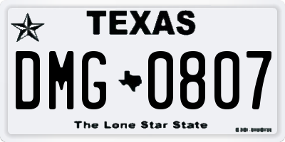 TX license plate DMG0807
