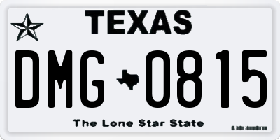 TX license plate DMG0815
