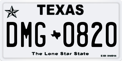 TX license plate DMG0820