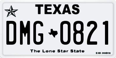 TX license plate DMG0821