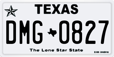 TX license plate DMG0827