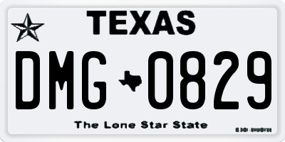 TX license plate DMG0829
