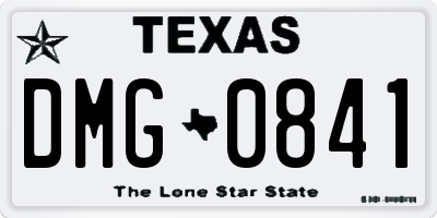 TX license plate DMG0841