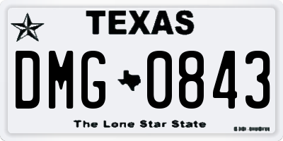TX license plate DMG0843