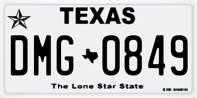 TX license plate DMG0849