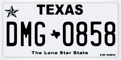 TX license plate DMG0858