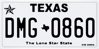 TX license plate DMG0860