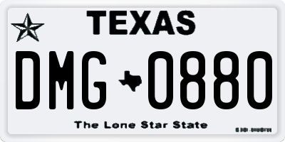 TX license plate DMG0880