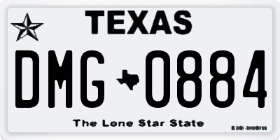 TX license plate DMG0884
