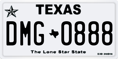 TX license plate DMG0888