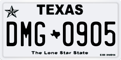 TX license plate DMG0905