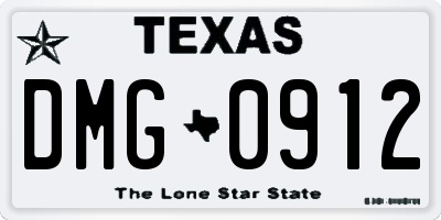 TX license plate DMG0912