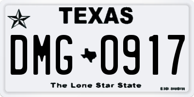 TX license plate DMG0917