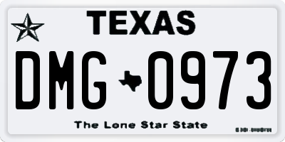 TX license plate DMG0973