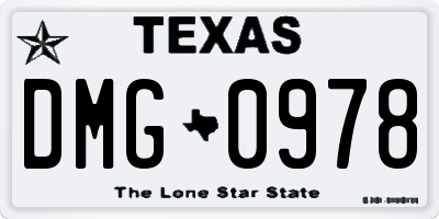 TX license plate DMG0978
